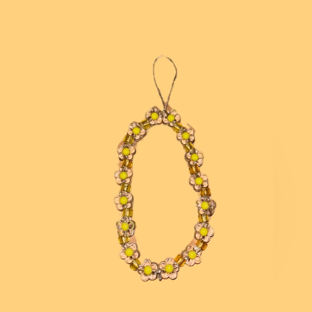 Yellow Flower Beaded Phone Charm Bracelet